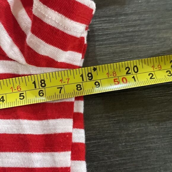 Liz Claiborne white red striped short sleeve medium crew neck rouged sides - Picture 6 of 8